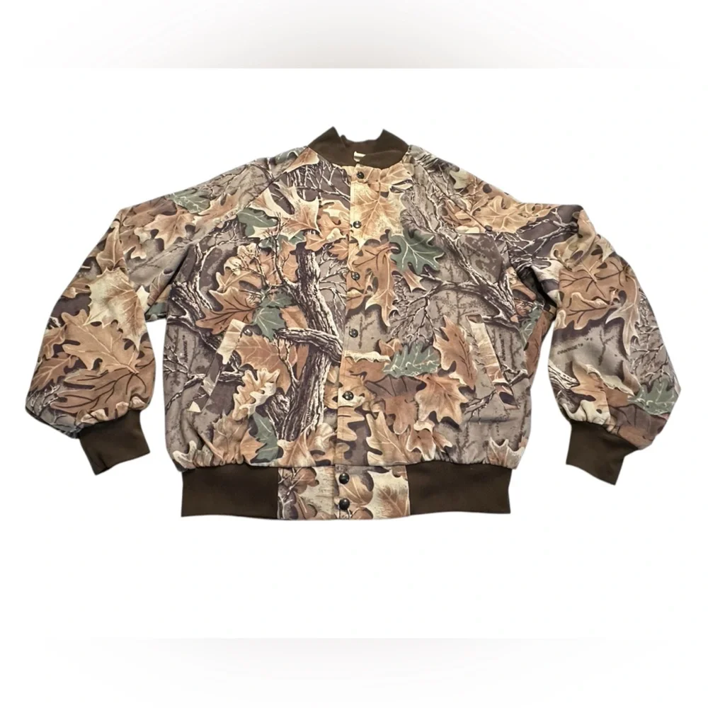 Vintage Westark Advantage Camouflage Velour Bomber Jacket Mens 2XL USA